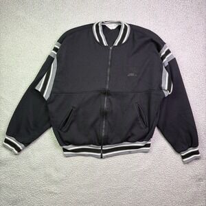 VTG Christian Dior Varsity Style Jacket Mens XL Black Cotton Distressed Full Zip
